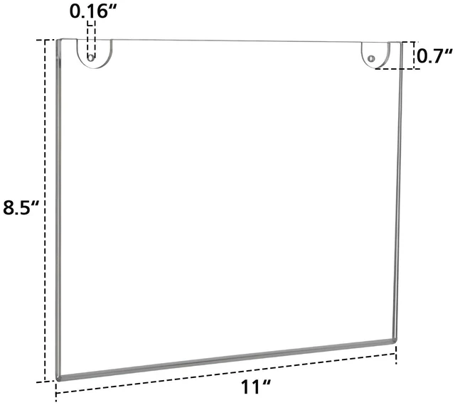 Alt view image 5 of 7 - 10-Packs 8.5x11 Sign Holder Horizontal for Wall Door, Clear Acrylic Picture Frame for Paper with Free 3M Tape and Mounting Screws