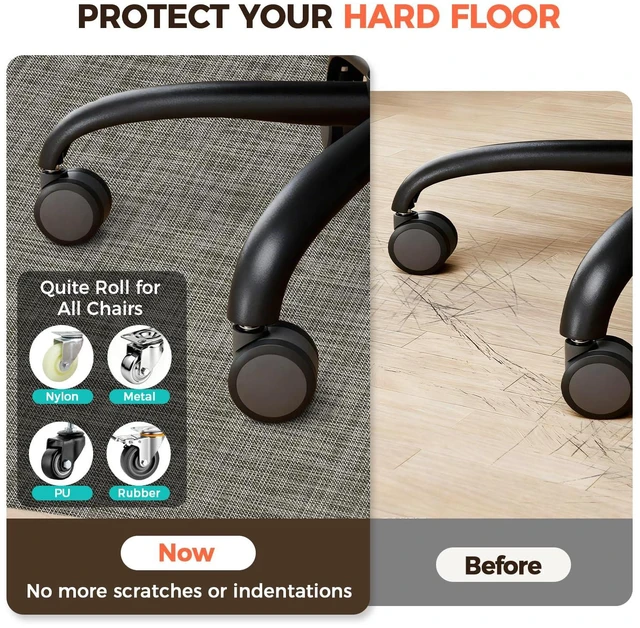 Alt view image 3 of 7 - Office Chair Mat for Hardwood Floor, 45"x53" Heavy Duty Computer Chair Mat - Fast Flat & Smooth Glide - Non-Slip Desk Chair Floor Protector for Home Office - Brown