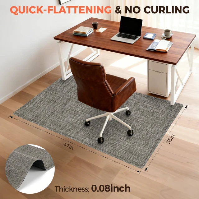Alt view image 4 of 7 - Office Chair Mat for Hardwood Floor, 35"x47" Heavy Duty Computer Chair Mat - Fast Flat & Smooth Glide - Non-Slip Desk Chair Floor Protector for Home Office - Brown