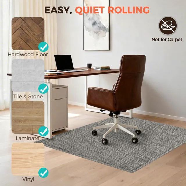 Alt view image 5 of 7 - Office Chair Mat for Hardwood Floor, 45"x53" Heavy Duty Computer Chair Mat - Fast Flat & Smooth Glide - Non-Slip Desk Chair Floor Protector for Home Office - Brown