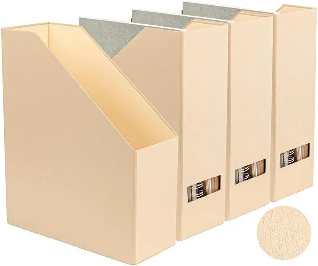 Main image of Magazine Holder - File Holder and Desk Organizer, Paperboard Book Organizer and Storage Box for Documents, Magazine Holder Rack for Classroom, Home, and Office (Latte Brown, 4-Pack)