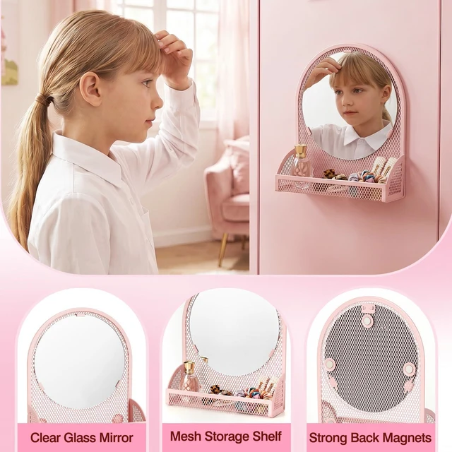 Alt view image 3 of 7 - Locker Accessories for Girls, School Supplies Lockers Decor locker decor accessories Includes magnetic mesh mirror and 2 Magnetic Pen Holders, 4 magnets