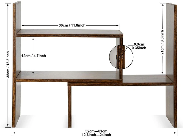Alt view image 3 of 7 - Expandable Wood Desktop Bookshelf Desktop Organizer Office Storage Rack Wood Display Shelf, Counter Storage Rack Top Bookcase - Freestyle Display Natural Stand Office Supplies Desk Organizer