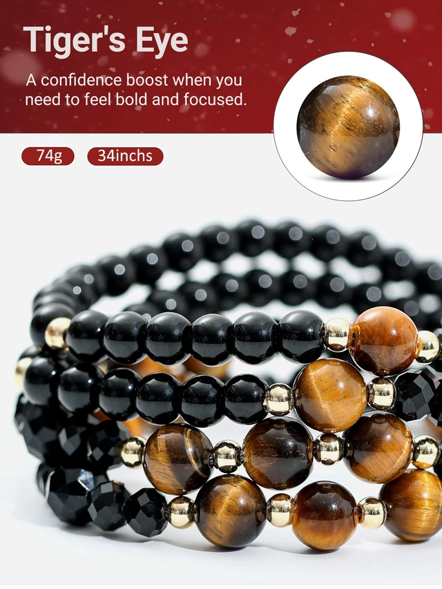 Alt view image 3 of 5 - Natural Stone Beaded Lanyards for ID Badges and Keys,Tiger Eye Teacher lanyard for women, 0.8mm double-strand 6-braided cord, 10+ in retractable reel, for nurses, work, travel and cruises