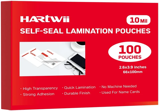 Main image of 100 Pack Self Sealing Laminating Pouches 2.6x3.9 Inches 10Mil Thick Waterproof Double-Sided Self Adhesive Laminating Pouches for Small Business Card, No Laminator Machine Needed