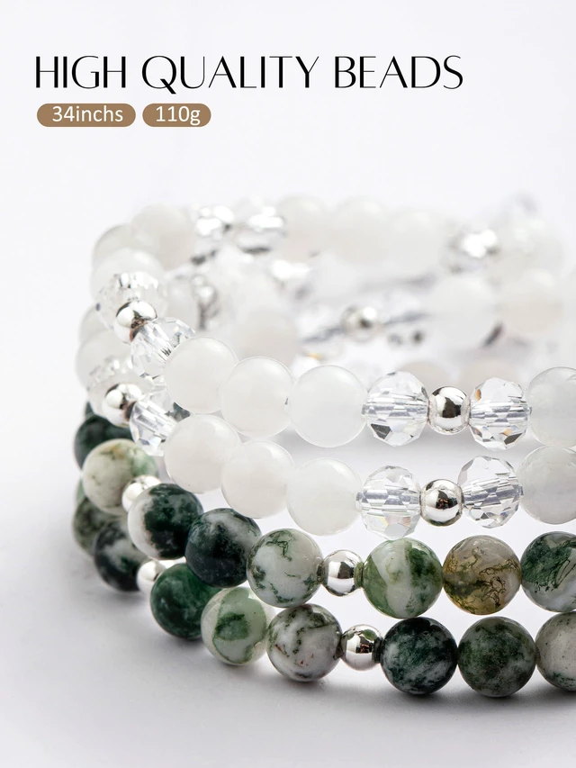 Alt view image 3 of 7 - Natural Stone Beaded Lanyards for ID Badges and Keys Vertical Agate Teacher lanyard for women, 0.8mm double-strand 6-braided cord, 10+ in retractable reel, for nurses, work, travel and cruises