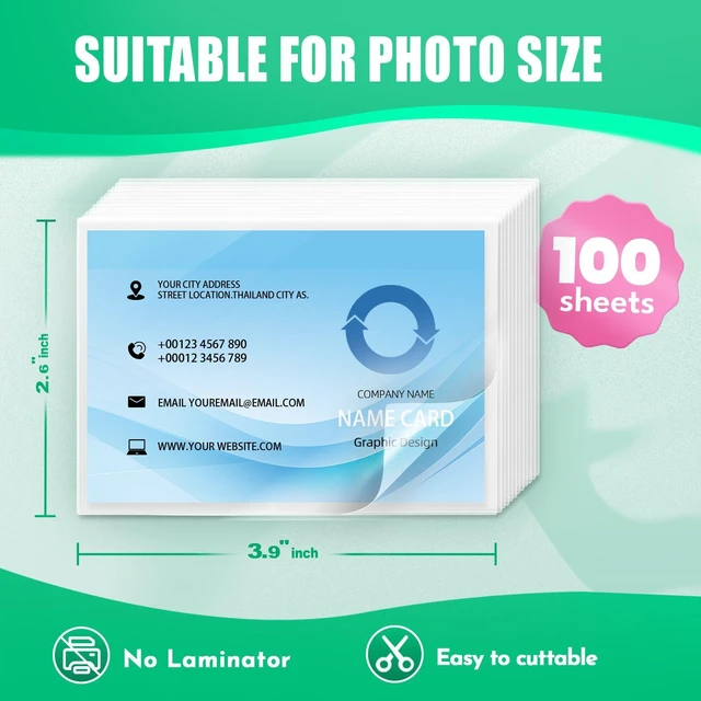 Alt view image 2 of 7 - 100 Pack Self Sealing Laminating Pouches 2.6x3.9 Inches 10Mil Thick Waterproof Double-Sided Self Adhesive Laminating Pouches for Small Business Card, No Laminator Machine Needed
