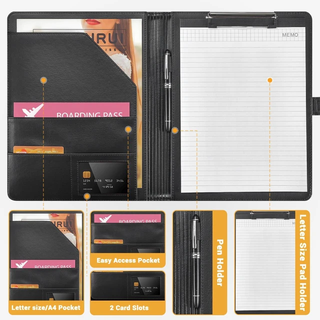 Alt view image 2 of 7 - Padfolio Portfolio Clipboard Folder Resume Portfolio Folder Legal Document Organizer Legal Pad Holder for Interview School Business Office Conference