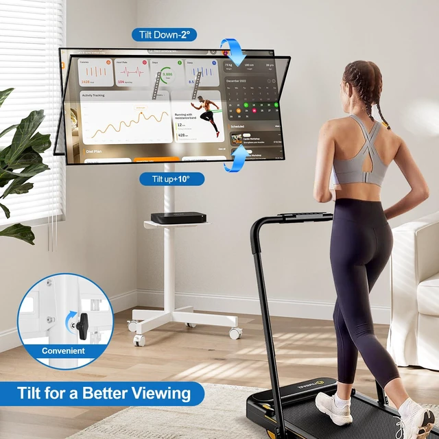 Alt view image 2 of 7 - Mobile TV Stand for 23-65 Inch LCD LED Flat/Curved Panel Screen TVs Height Adjustable Rolling TV Stand with Tilt Mount and Shelf, Portable Stand Holds up to 110 lbs, Max VESA 400x400mm, White