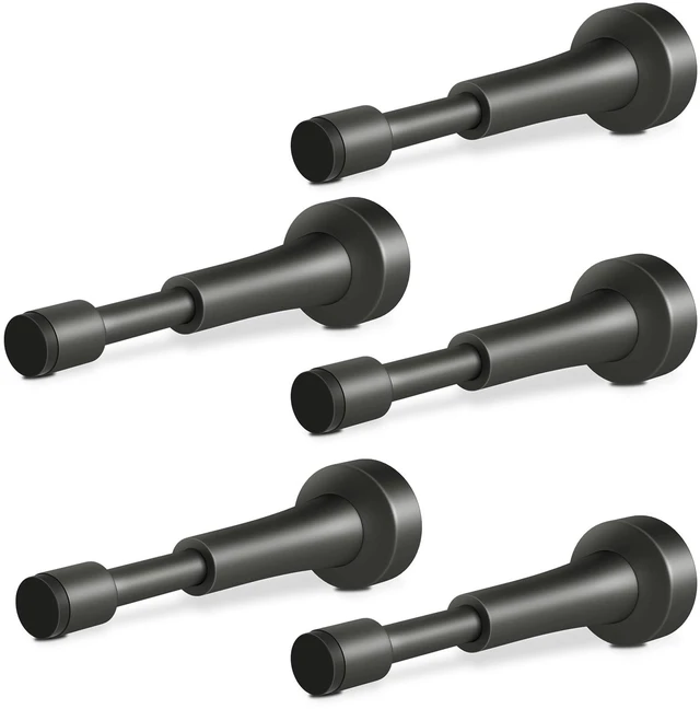 Main image of 5PCS Spring Door Stoppers for Wall - 4.33 Inch Door Stop for Bottom of Door Aluminum Doorstop With Silicone Tip, Screw & Adhesive Installation,Gray