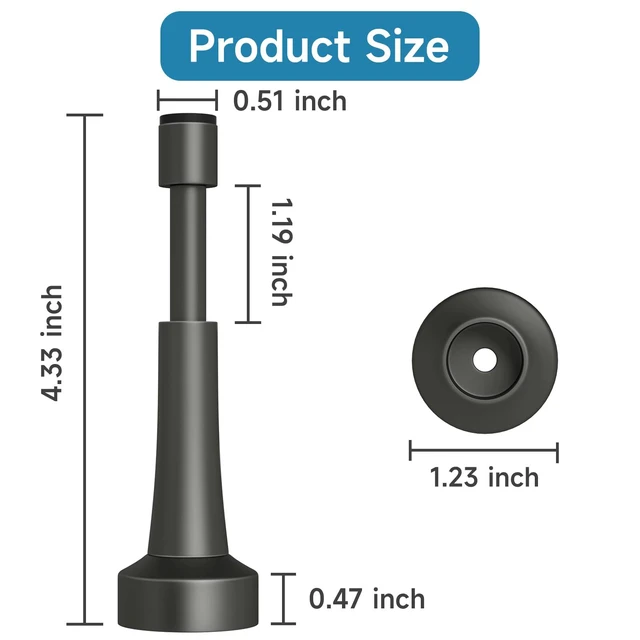 Alt view image 4 of 7 - 5PCS Spring Door Stoppers for Wall - 4.33 Inch Door Stop for Bottom of Door Aluminum Doorstop With Silicone Tip, Screw & Adhesive Installation,Gray