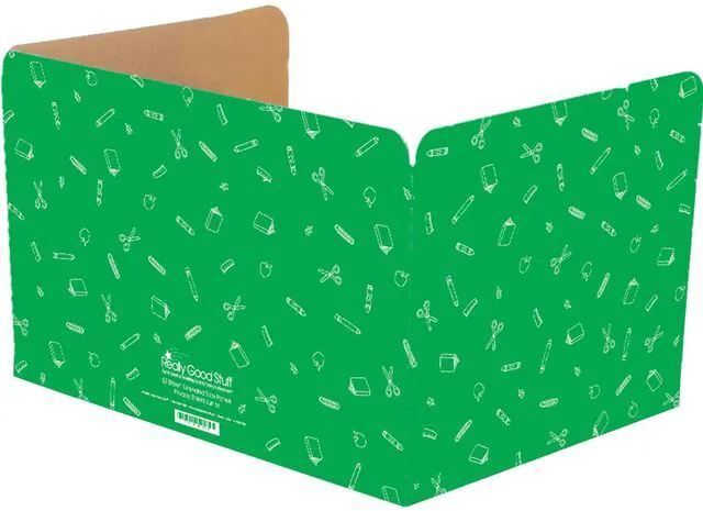 Main image of Large Privacy Shields Set of 12, Green, Matte Finish Desk Divider Boards for Students, Testing Folders, Cardboard Panels