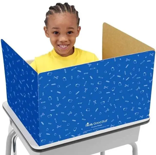 Alt view image 3 of 6 - Large Privacy Shields Set of 12, Green, Matte Finish Desk Divider Boards for Students, Testing Folders, Cardboard Panels