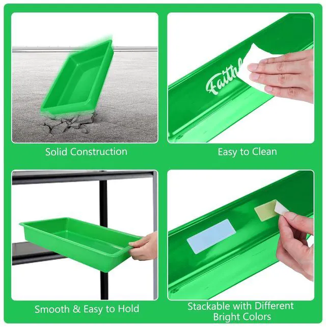 Alt view image 3 of 7 - 6 Pack Paper Trays for Classroom, Green Plastic Book Bins with Colorful Labels, Stackable Letter Size Storage Tray, Desk Organizer Tray for Home, School and Office