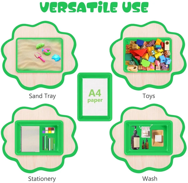 Alt view image 5 of 7 - 6 Pack Paper Trays for Classroom, Green Plastic Book Bins with Colorful Labels, Stackable Letter Size Storage Tray, Desk Organizer Tray for Home, School and Office