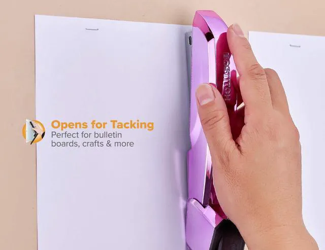 Alt view image 5 of 6 - Office Ascend 3 in 1 Stapler, 20 Sheet Capacity, Integrated Remover & Staple Storage, 420 Staples Included, Lightweight, Metallic Purple
