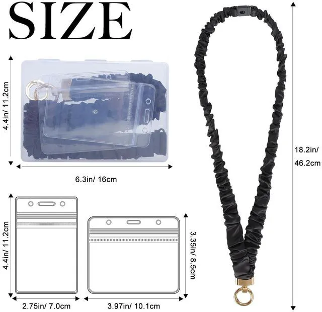 Alt view image 7 of 7 - Breakaway Scrunchie Lanyard with Id Holder, Pink Stretchy Teacher Lanyard for Id Badges Keys