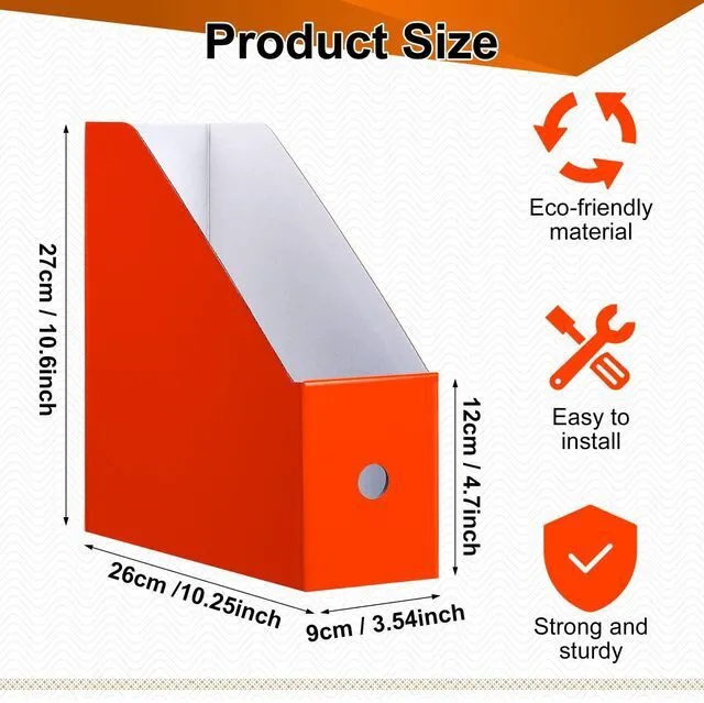 Alt view image 2 of 6 - 24 Pcs Magazine Files Cardboard Holders,Classic,Colorful File Organizer Foldable Paper Storage for Desk, Vertical Holder with Label, Kraft Office Classroom Bins, Document Organizing