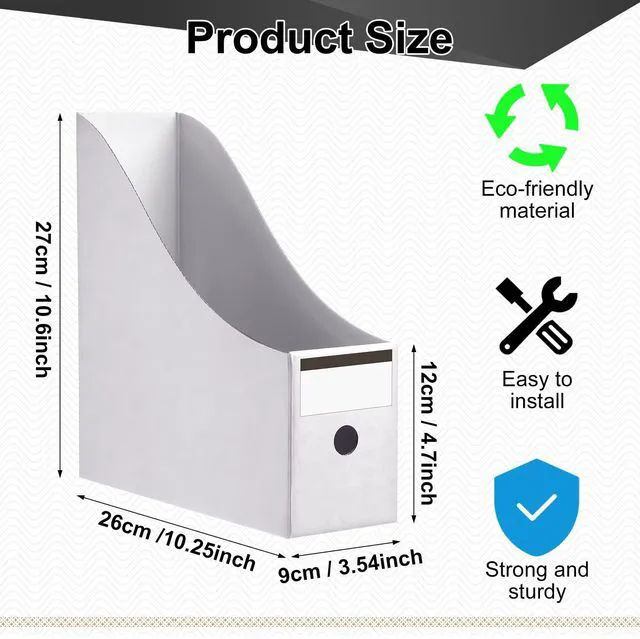 Alt view image 2 of 7 - 24 Pcs Magazine Files Cardboard Holders,Classic,White File Organizer Foldable Paper Storage for Desk, Vertical Holder with Label, Kraft Office Classroom Bins, Document Organizing