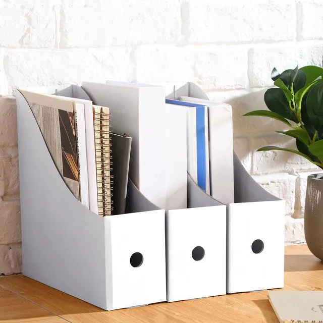 Alt view image 6 of 7 - 24 Pcs Magazine Files Cardboard Holders,Classic,White File Organizer Foldable Paper Storage for Desk, Vertical Holder with Label, Kraft Office Classroom Bins, Document Organizing