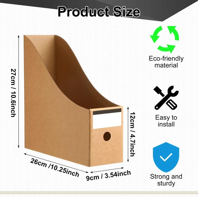 Alt view image 2 of 7 - 24 Pcs Magazine Files Cardboard Holders,Classic,Brown File Organizer Foldable Paper Storage for Desk, Vertical Holder with Label, Kraft Office Classroom Bins, Document Organizing
