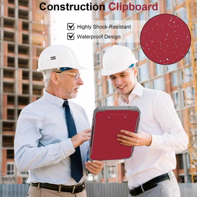 Alt view image 7 of 7 - Clipboard, Clipboard with Storage, Heavy Duty Clip Boards 8.5x11, Protective Over Molded Edge, Plastic Clipboards, Contractor Folder with Internal Pen Pouch for Driver (Red)