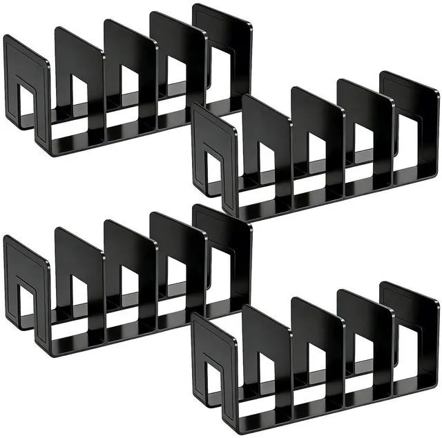 Main image of Acrylic File Holder, Black File Sorter Desk File Organizer, Sturdy Desktop File Folder Organizer Rack for Envelopes Mail Letter Paper Notebook Electronics Office Supplies (4 Sections, 4 Pack)