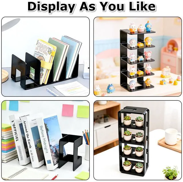 Alt view image 5 of 7 - Acrylic File Holder, Black File Sorter Desk File Organizer, Sturdy Desktop File Folder Organizer Rack for Envelopes Mail Letter Paper Notebook Electronics Office Supplies (4 Sections, 4 Pack)