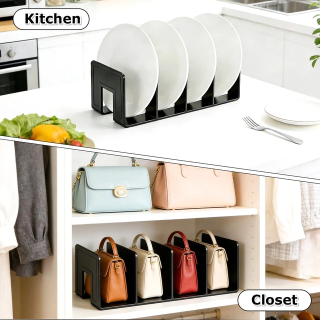 Alt view image 7 of 7 - Acrylic File Holder, Black File Sorter Desk File Organizer, Sturdy Desktop File Folder Organizer Rack for Envelopes Mail Letter Paper Notebook Electronics Office Supplies (4 Sections, 4 Pack)