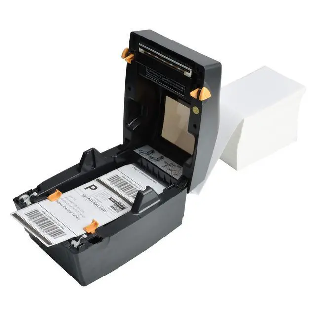 Alt view image 4 of 5 - 4 Stacks Fanfold 4" x 6" Direct Thermal Labels, 1000 Labels Per Stack, White Perforated Shipping Labels, Permanent-Adhesive, Compatible Zebra, Rollo Thermal Label Printer