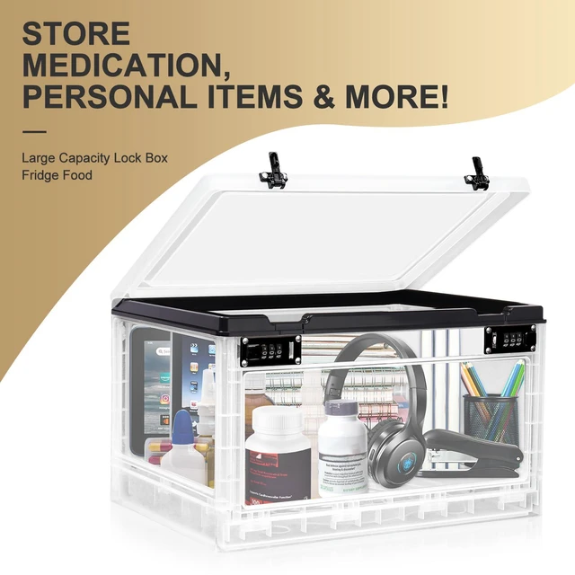 Alt view image 6 of 7 - Large Lock Box for Personal Items, 24 Litre Combination Lockable Storage Box for Office Locker/School/Medicine/Snacks/Phone Jail/Electronic/Home