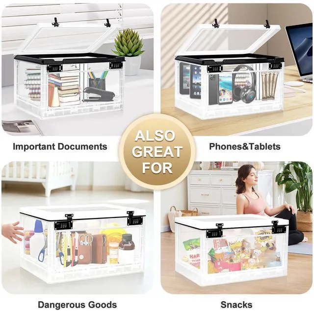 Alt view image 7 of 7 - Large Lock Box for Personal Items, 24 Litre Combination Lockable Storage Box for Office Locker/School/Medicine/Snacks/Phone Jail/Electronic/Home