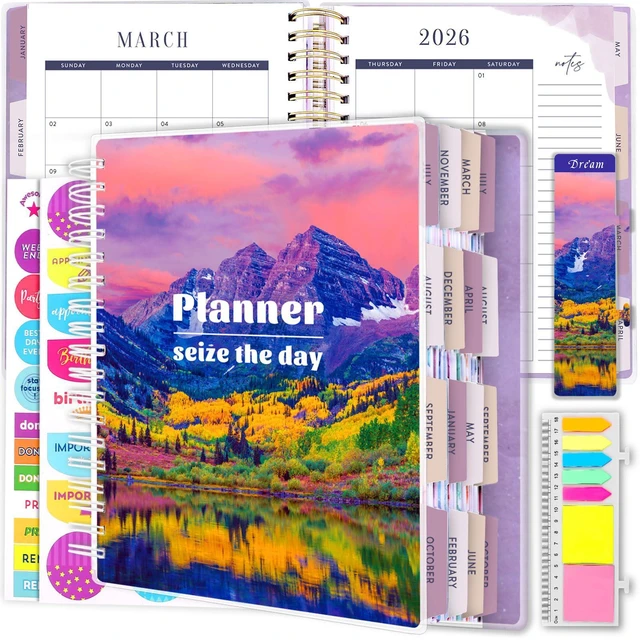 Main image of Planner 2026-2027, 18 Months Large Daily Weekly Monthly Organizer July 2026 - Dec 2027, 8.5x9.8", Calendar with Page Tabs, Separator, Pocket Folder, Bookmark & Stickers & Sticky Note Set