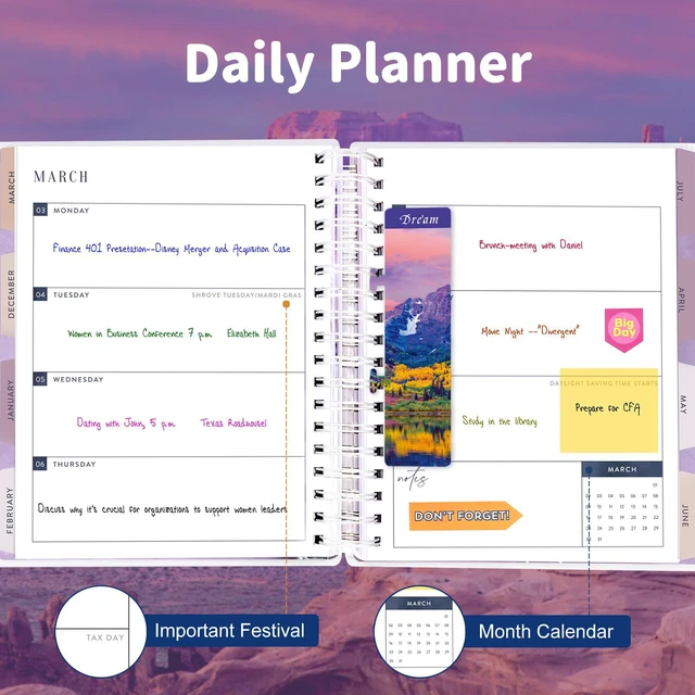 Alt view image 6 of 7 - Planner 2026-2027, 18 Months Large Daily Weekly Monthly Organizer July 2026 - Dec 2027, 8.5x9.8", Calendar with Page Tabs, Separator, Pocket Folder, Bookmark & Stickers & Sticky Note Set