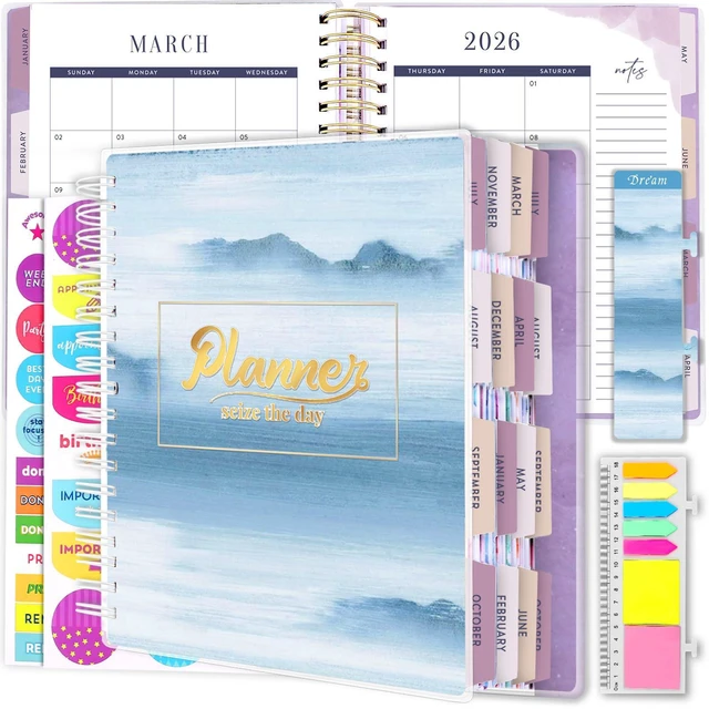 Main image of Planner 2026-2027, 18 Months Large Daily Weekly Monthly Organizer July 2026 - Dec 2027, 8.5x9.8", Calendar with Page Tabs, Separator, Pocket Folder, Bookmark & Stickers & Sticky Note Set