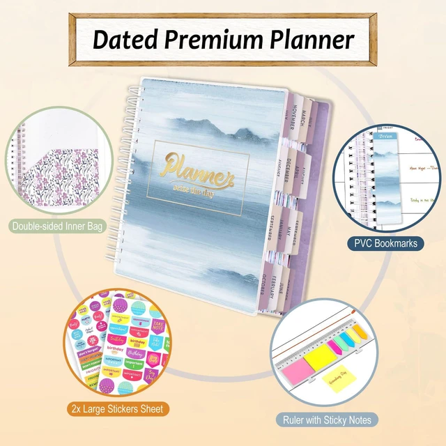 Alt view image 2 of 7 - Planner 2026-2027, 18 Months Large Daily Weekly Monthly Organizer July 2026 - Dec 2027, 8.5x9.8", Calendar with Page Tabs, Separator, Pocket Folder, Bookmark & Stickers & Sticky Note Set
