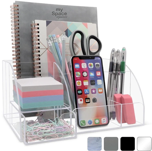 Main image of Clear Acrylic Desk Oganizer, 9 Compartments, Office Supplies and Desk Accessories Organizer, Home Decor Desktop Organizer (Clear)