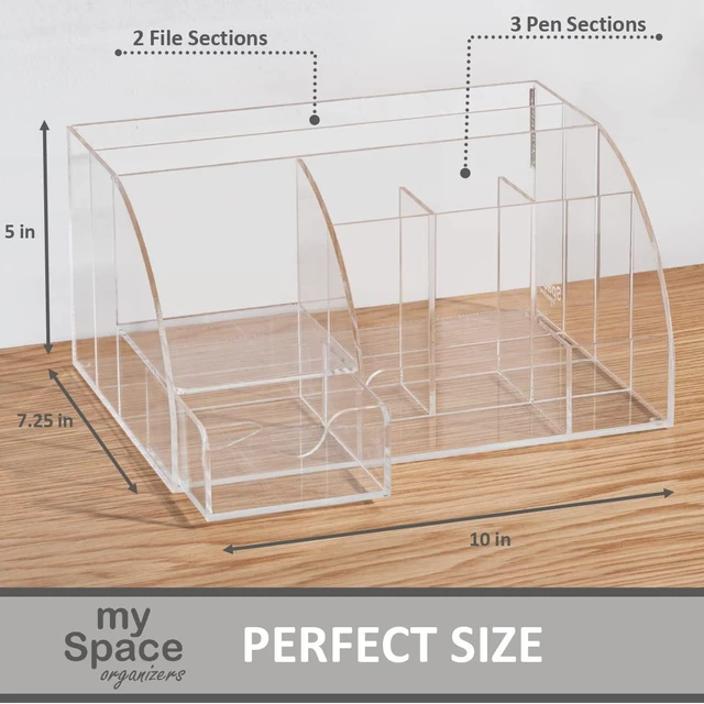Alt view image 4 of 7 - Clear Acrylic Desk Oganizer, 9 Compartments, Office Supplies and Desk Accessories Organizer, Home Decor Desktop Organizer (Clear)