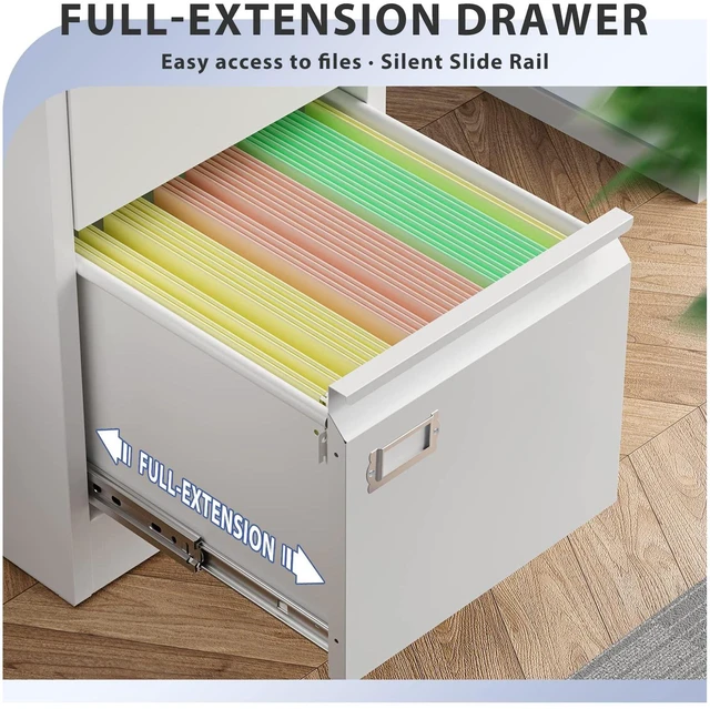 Alt view image 5 of 7 - 4 Drawer File Cabinet, Filing Cabinets for Home Office, Metal Vertical File Storage Cabinet with Lock, Locking File Cabinet for A4 Legal/Letter, 15" W x 17.7" D x 50.1" H, Assembly Required