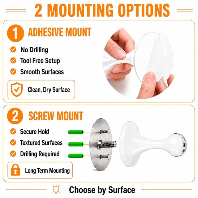 Alt view image 4 of 7 - 6 Pack Magnetic Door Stop No Drilling Door Stop with 3D Adhesive Tapes Keep Door Open Door Stainless Steel Screws for Stronger Mount (White)