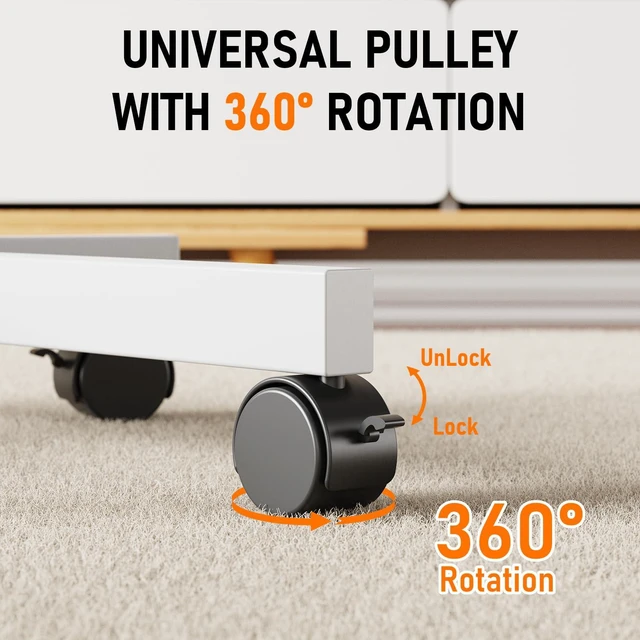 Alt view image 4 of 7 - Rolling TV Stand for 23-60 Inch LCD LED Flat/Curved TVs/Screens 2 Height Adjustable Mobile TV Floor Stand with Shelf / Wheels up to 88Lbs, Portable TV Cart for Bedroom, Living Room, Outdoor