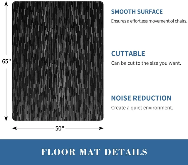 Alt view image 2 of 7 - Office Chair Mat, 50" x 65" Large Chair Mat for Hard Floor, Vinyl Floor Mat for Gaming Chairs, Slip Resistant Floor Protector Rolling Computer Desk Mat for Hardwood Floor, Black