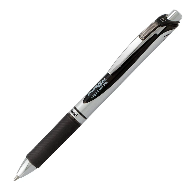 Alt view image 2 of 7 - Energel 0.7 mm Rtx Retractable, 6 Black & 6 Blue Ink Pens Metal Tip, Medium Point Energel Liquid Gel Ink Pens 0.7 mm. Pack of 12