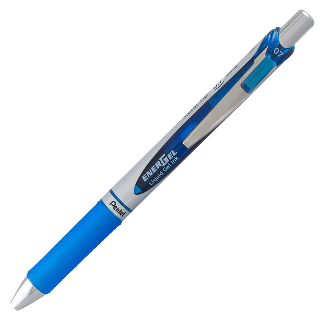 Alt view image 3 of 7 - Energel 0.7 mm Rtx Retractable, 6 Black & 6 Blue Ink Pens Metal Tip, Medium Point Energel Liquid Gel Ink Pens 0.7 mm. Pack of 12