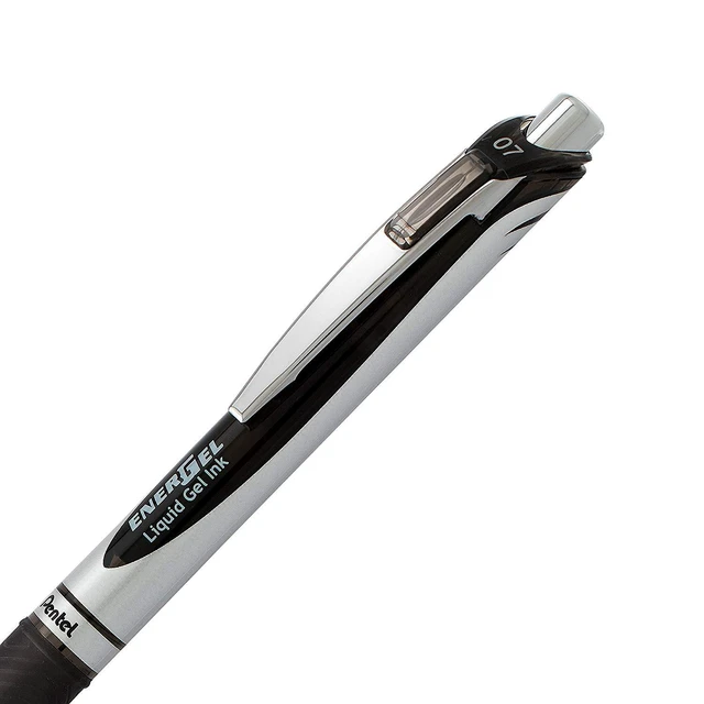 Alt view image 4 of 7 - Energel 0.7 mm Rtx Retractable, 6 Black & 6 Blue Ink Pens Metal Tip, Medium Point Energel Liquid Gel Ink Pens 0.7 mm. Pack of 12