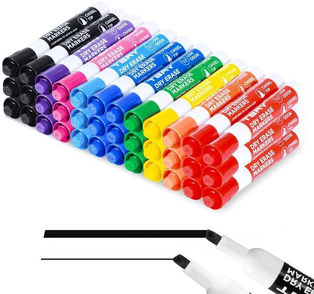 Main image of Dry-Erase Markers - 36 Counts, Chisel Tip Whiteboard Markers for Office/School Supplies, Low Odor (Multicolor - 9 Colors)