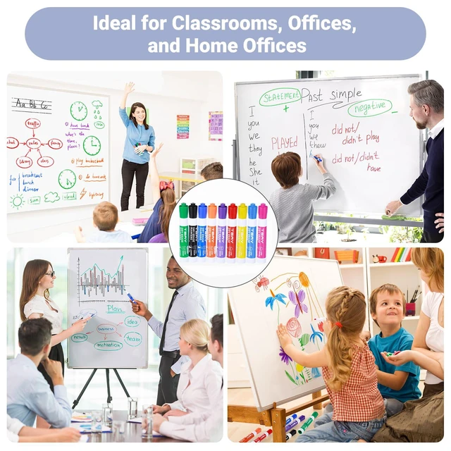 Alt view image 7 of 7 - Dry-Erase Markers - 36 Counts, Chisel Tip Whiteboard Markers for Office/School Supplies, Low Odor (Multicolor - 9 Colors)