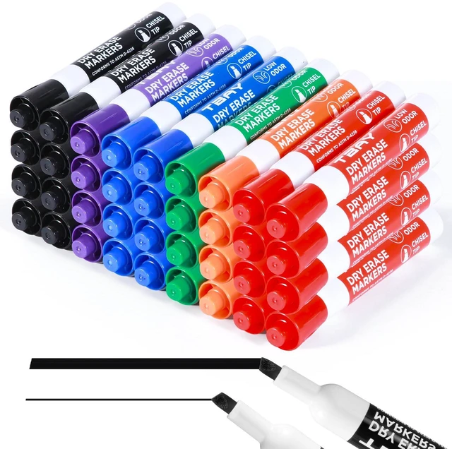 Main image of Dry-Erase Markers - 36 Counts, Chisel Tip Whiteboard Markers for Office/School Supplies, Low Odor, 6 Assorted Colors