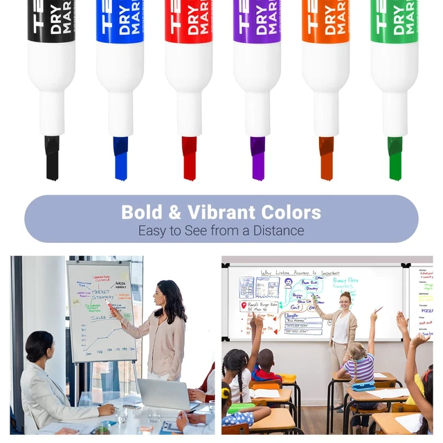Alt view image 2 of 7 - Dry-Erase Markers - 36 Counts, Chisel Tip Whiteboard Markers for Office/School Supplies, Low Odor, 6 Assorted Colors