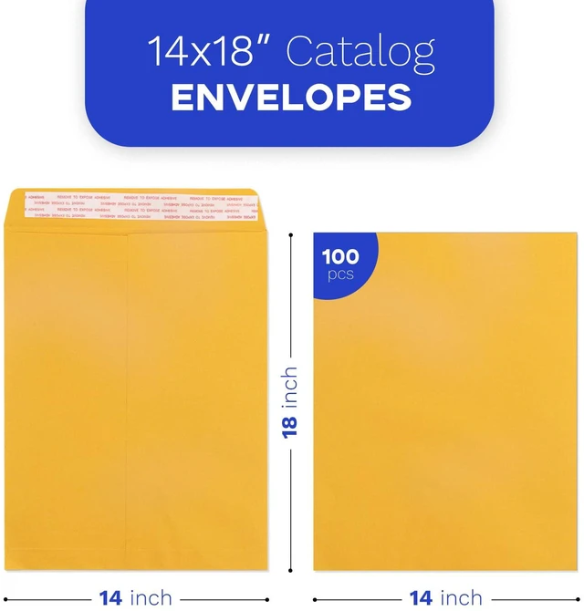 Alt view image 2 of 7 - 100 Pack 14x18 inch Manilla Envelopes Peel & Seal Closure, Extra Large Mailing, For T-Shirts, Books, Office Papers, Storing Legal Documents Without Folding